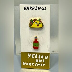 Yellow Owl Workshop Taco and Hot Sauce Earrings NWOT MSRP $24.99